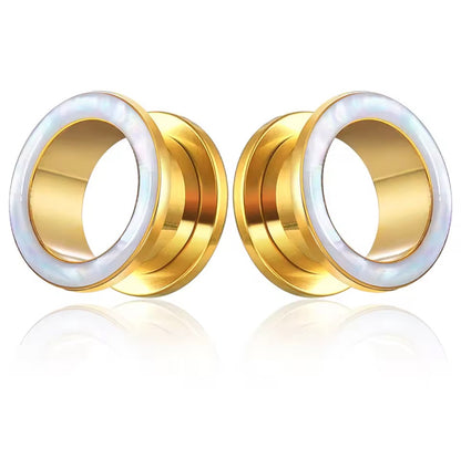 Iridescent Shell Stainless Steel Screw-Fit Plugs & Tunnels