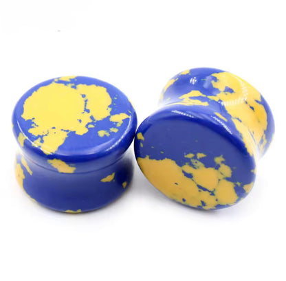 Colourful Marbled Stone Saddle Plugs | 6–20mm