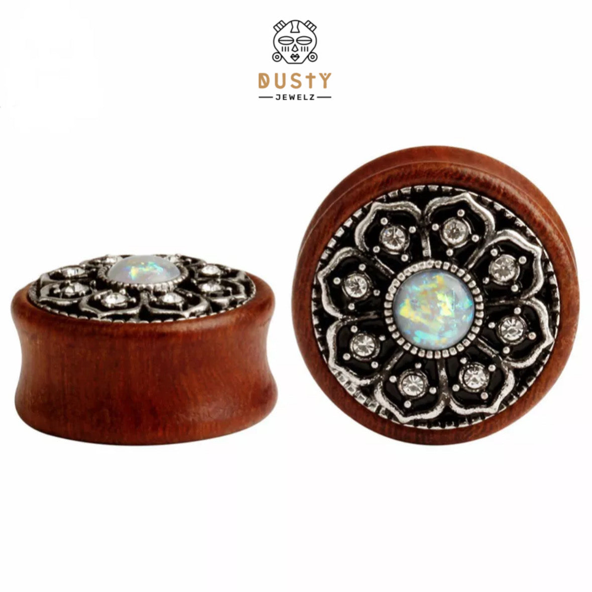 Mandala Opalite Organic Wood Plugs | Double Flare