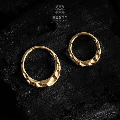 Hammered Hinged Septum Ring | Stainless Steel Clicker | Titanium