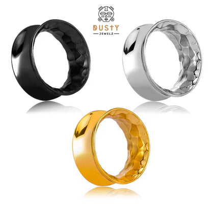 Hammered Flared Stainless Steel Tunnels