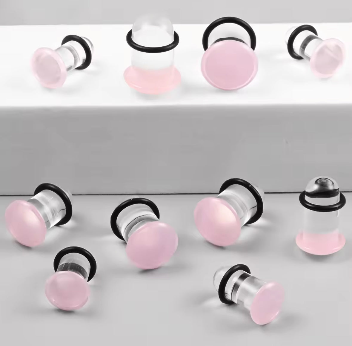 Pink Glass Ear Plugs | Single Flare | Half Sizes
