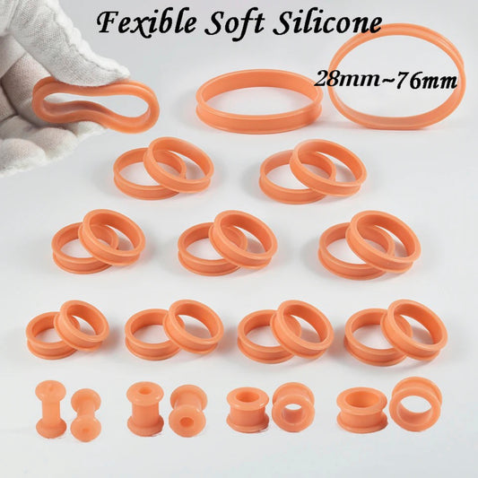 Extra Big Silicone Tunnels | Flexible Plugs | TAN | 28mm-76mm