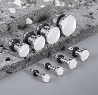 Shell Inlay Single Flare Steel Plugs | Dead Stretching Plug | Half Sizes