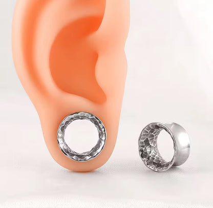 Hammered Flared Stainless Steel Tunnels