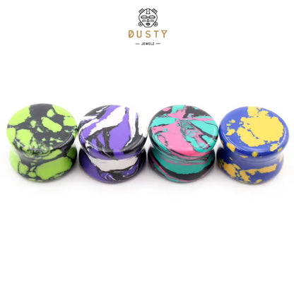 Colourful Marbled Stone Saddle Plugs | 6–20mm