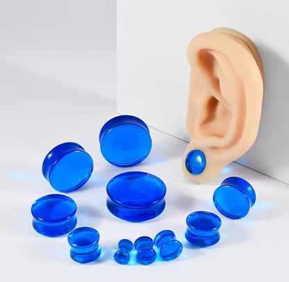 Blue Acrylic Plugs | Double Flare | 0G-30mm