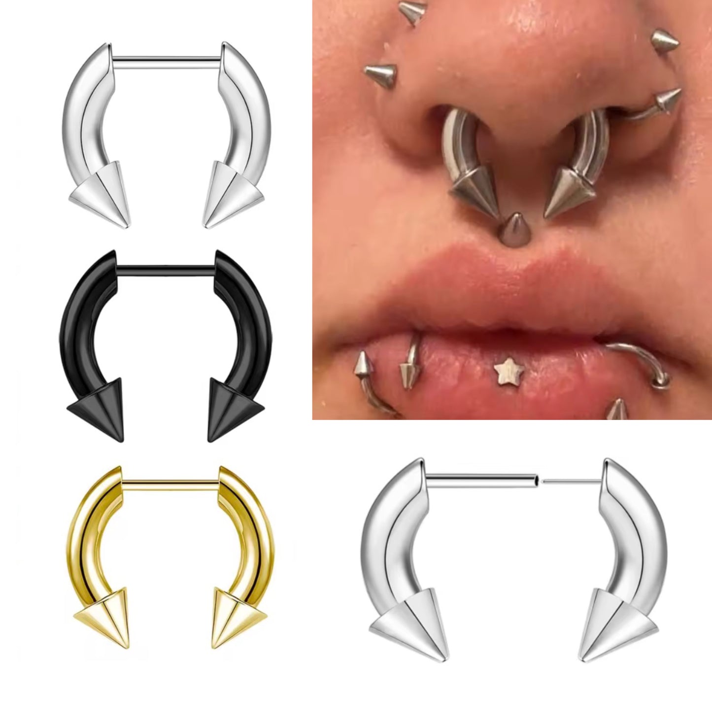 Faux Spike Septum Ring 16G – Stretched Illusion Look