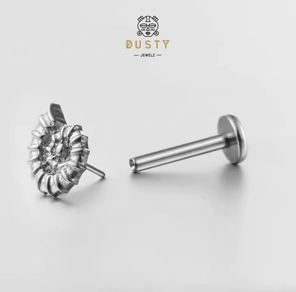Nautilus Shell Titanium Threadless Flat Back Stud | Gold or Silver