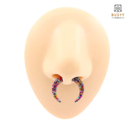 Glitter Bull Taper Septum Pincher | Acrylic Crescent Taper