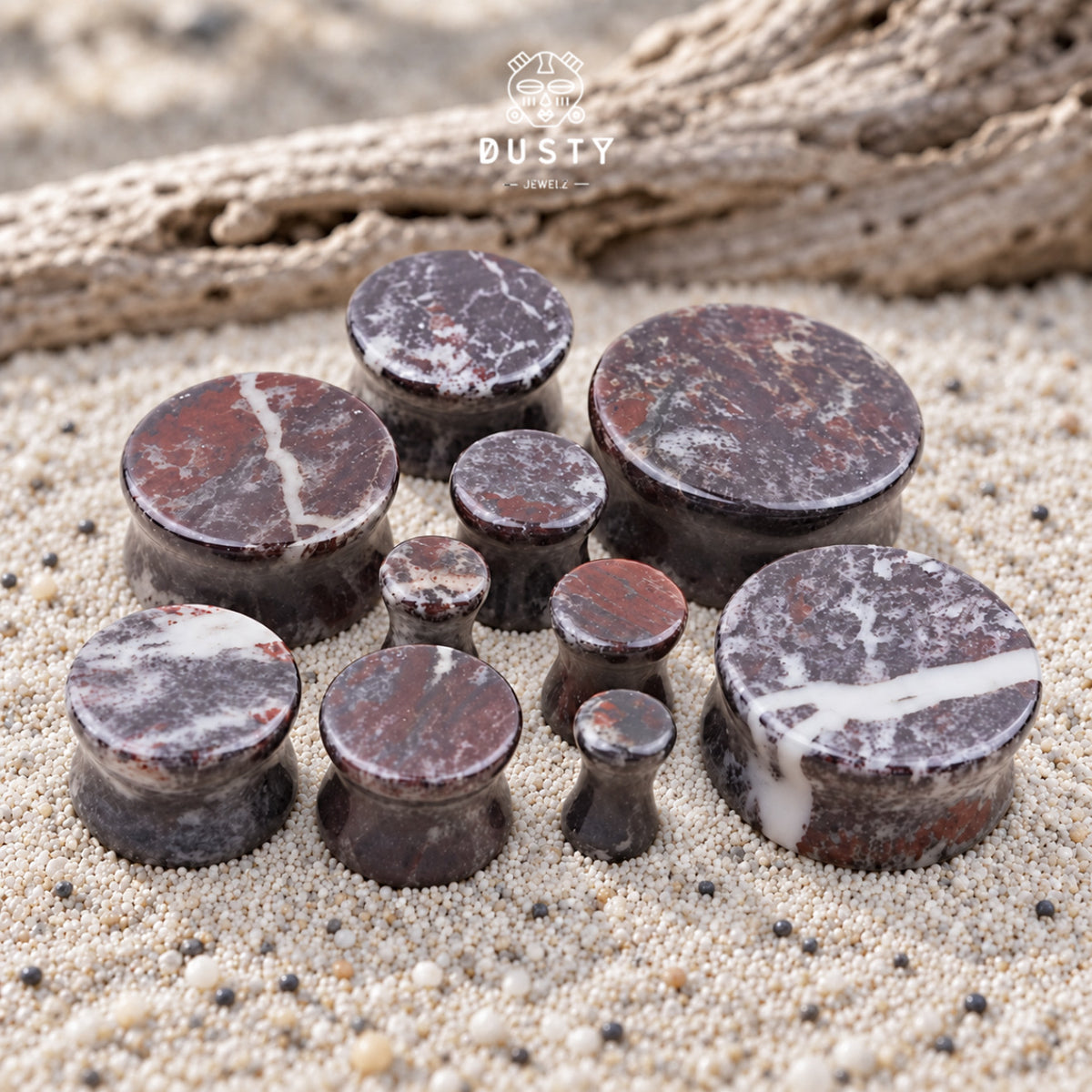 Bamboo Leaf Agate Double Flared Plugs | 6–16mm