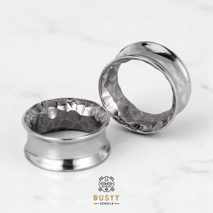 Hammered Flared Stainless Steel Tunnels