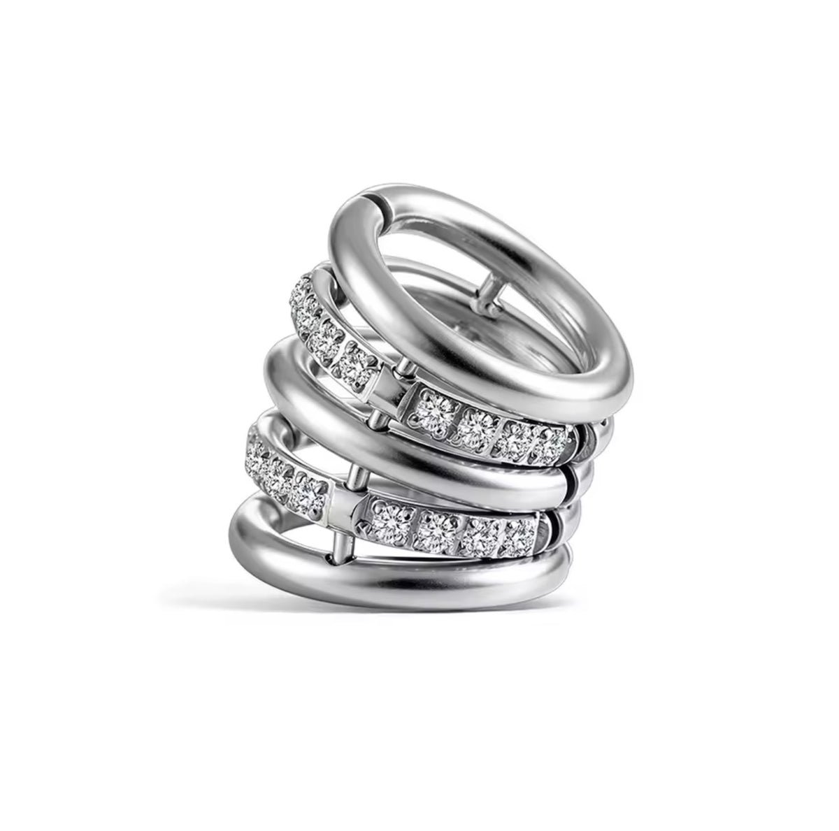 CZ Ringed Lobe Cuff for Stretched Ears | Gold & Silver