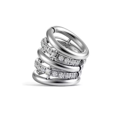 CZ Ringed Lobe Cuff for Stretched Ears | Gold & Silver