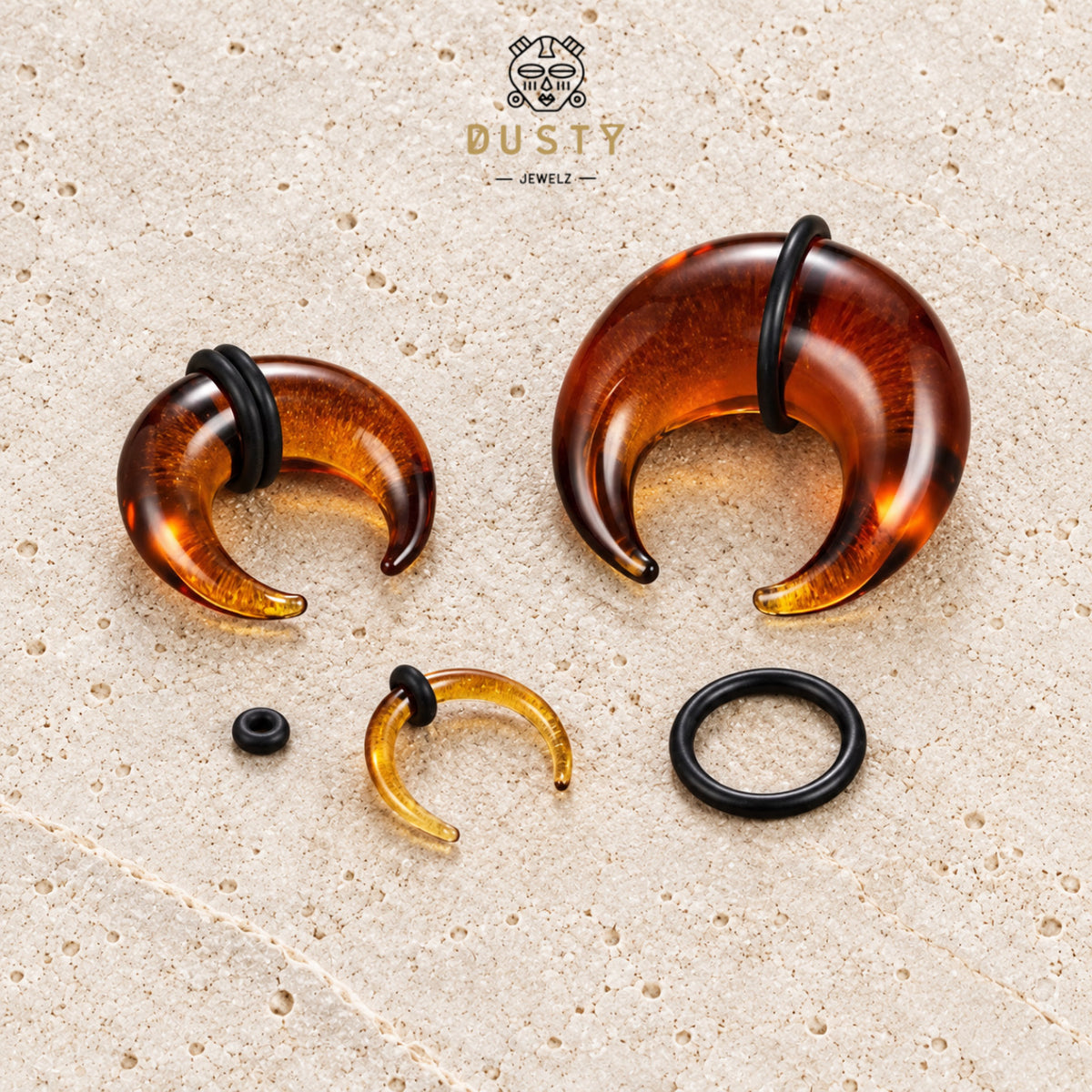 Amber Glass Septum Pincher | Septum Stretching Jewellery | 1.6–16mm