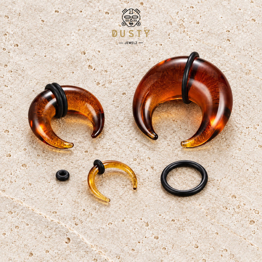 Amber Glass Septum Pincher | Septum Stretching Jewellery | 1.6–16mm