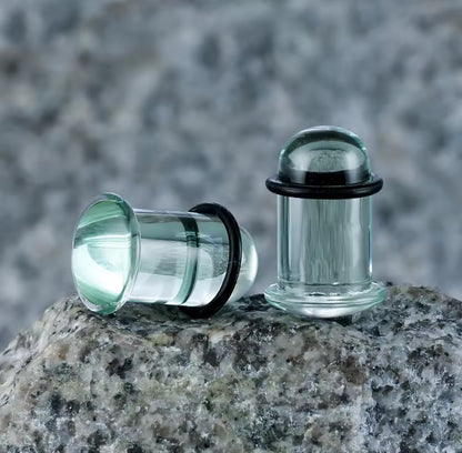 Clear Glass Single Flare Dead Stretching Plug | Half Sizes