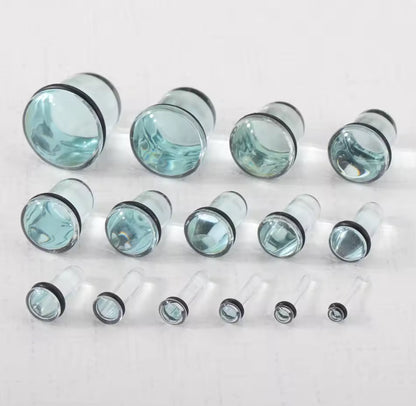 Clear Glass Single Flare Dead Stretching Plug | Half Sizes