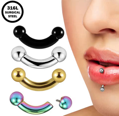 Curved Barbell | Internally Threaded  | PA | Nipple Piercing Bar