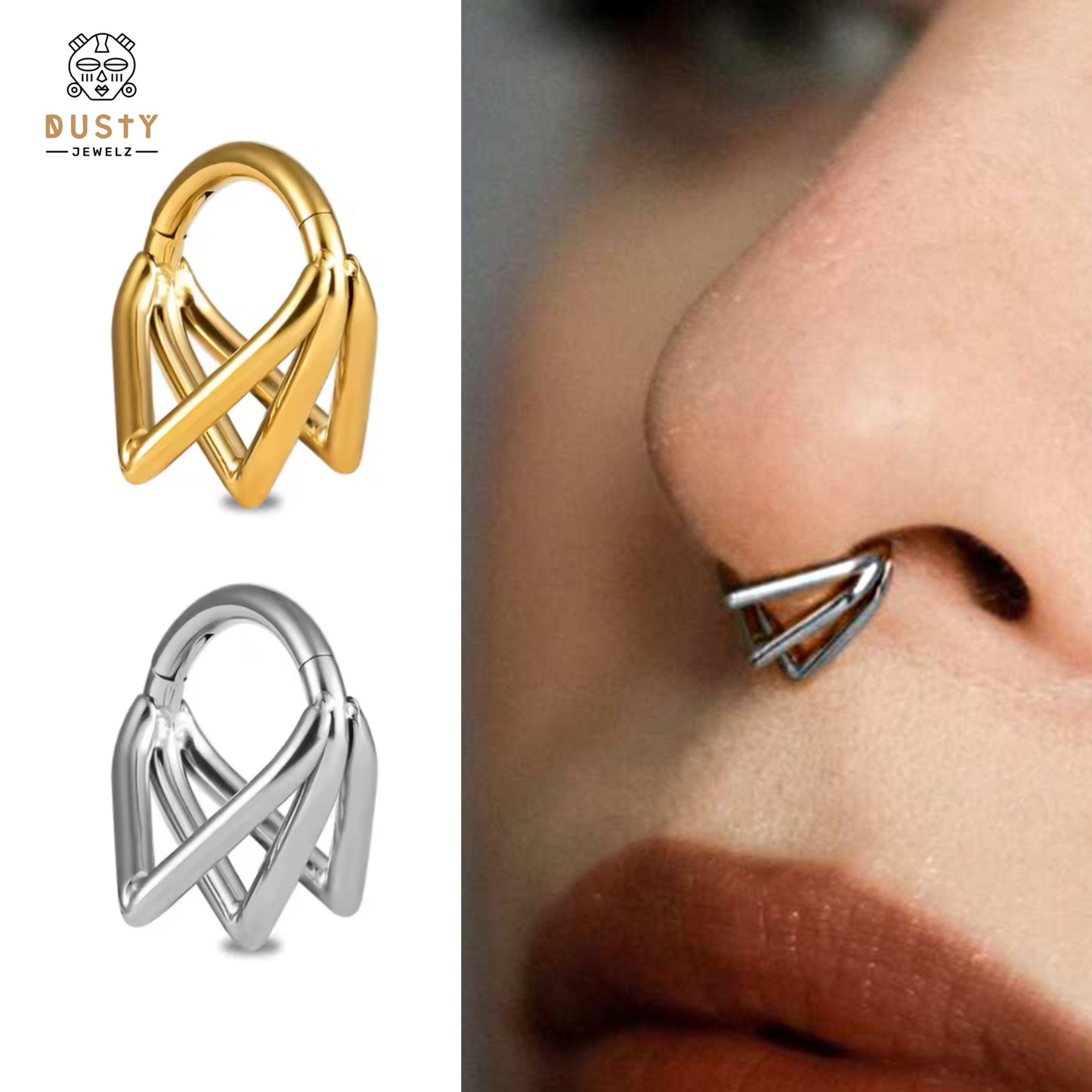 Triple Stack Teardrop Clicker | Layered Septum Ring