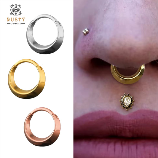 Chunky Edged Septum Clicker | Hinged Piercing Ring