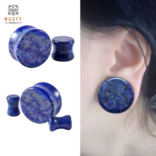 Lapis Lazuli Blue Stone Ear Plugs | Double Flare