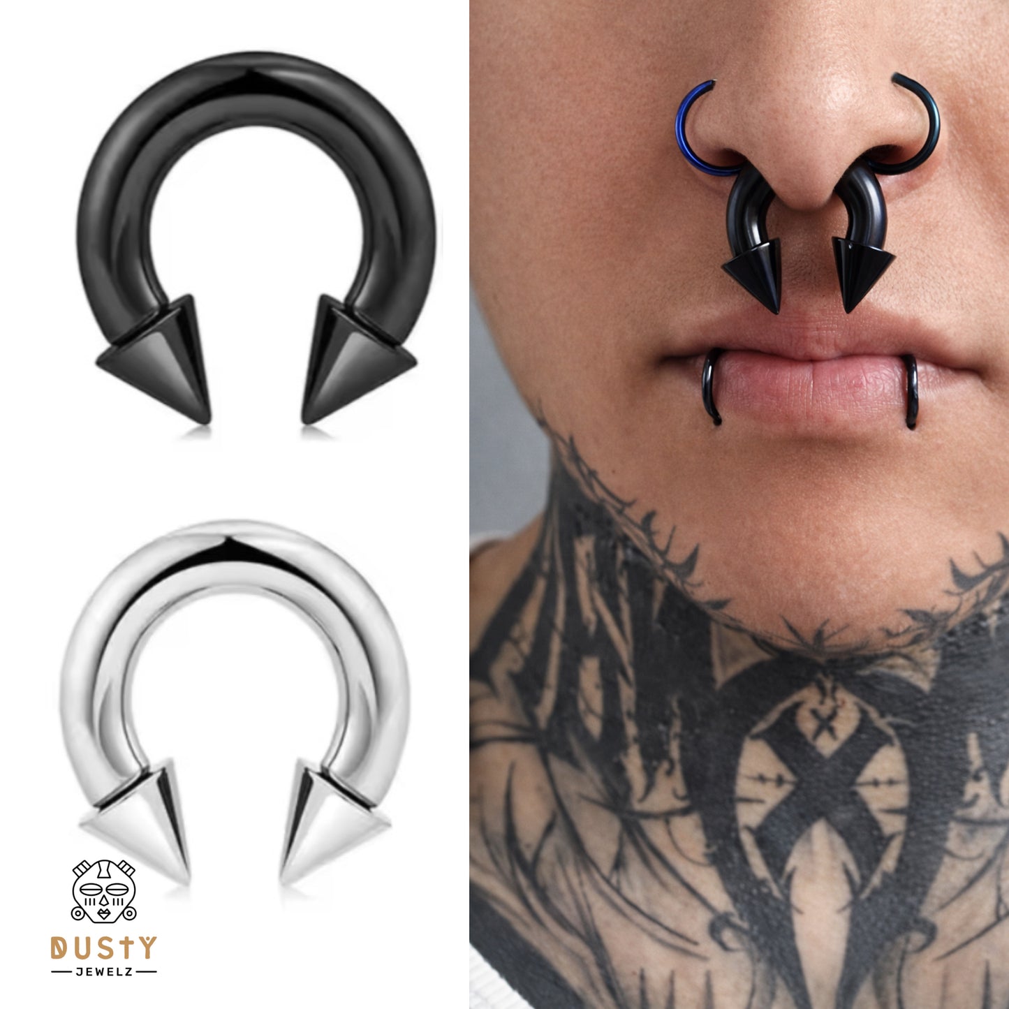 Spiked Circular Barbell | Heavy Gauged Horseshoe