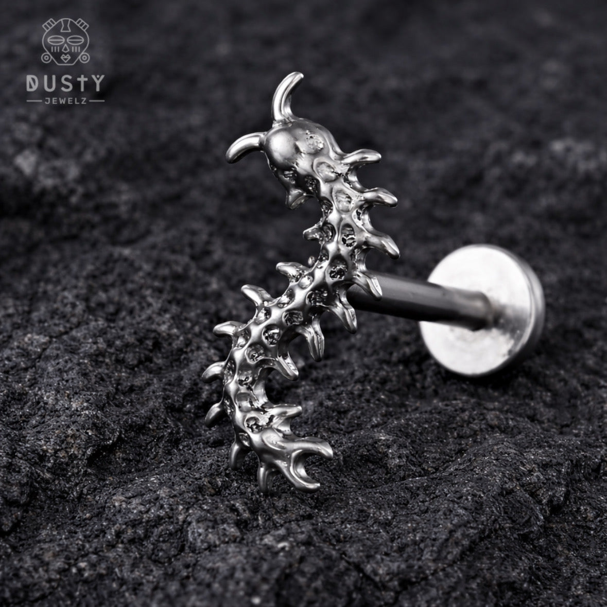 Centipede Cartilage Stud | Titanium | 16G | Push-In or Internally Threaded