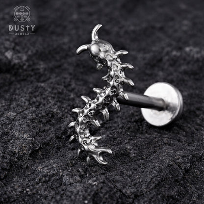 Centipede Cartilage Stud | Titanium | 16G | Push-In or Internally Threaded