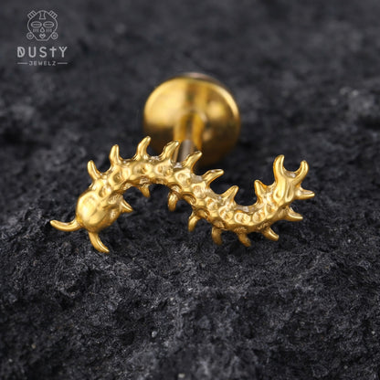 Centipede Cartilage Stud | Titanium | 16G | Push-In or Internally Threaded