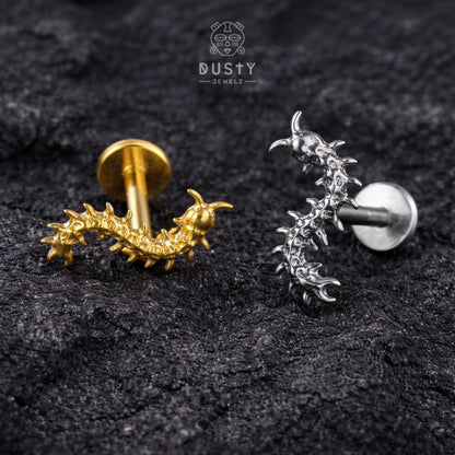 Centipede Cartilage Stud | Titanium | 16G | Push-In or Internally Threaded