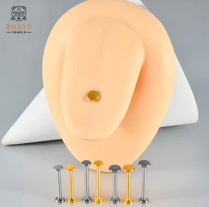 Flat Disc Labret Stud | Titanium | 16G