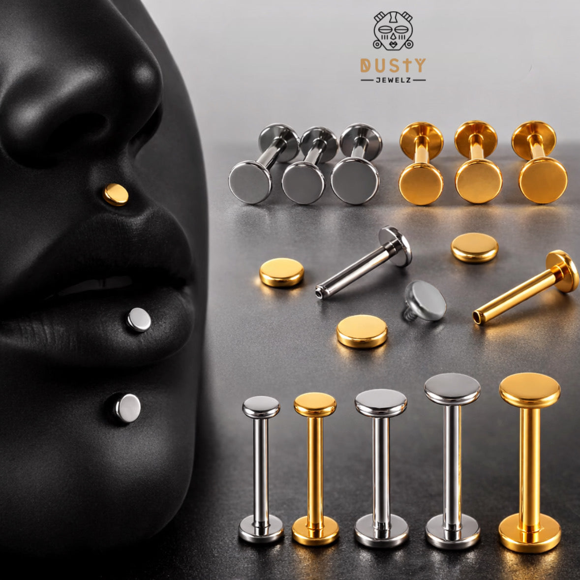 Flat Disc Labret Stud | Titanium | 16G