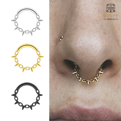 Spike Chain Hinged Septum Ring Clicker | G23