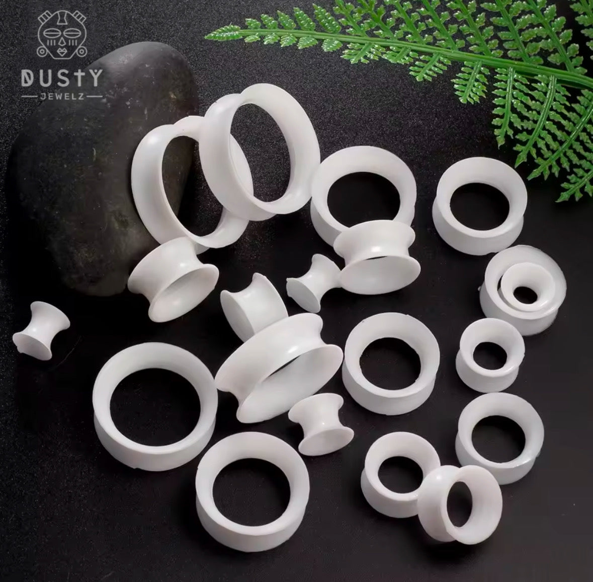 White Silicone Ear Skins | Double Flare | Flexible Tunnels