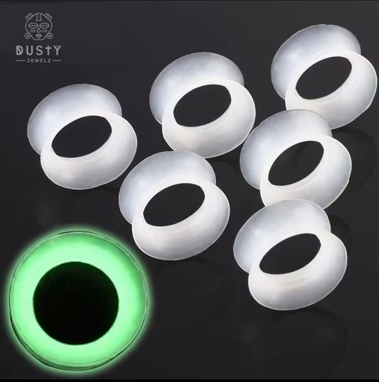 Glow In The Dark Silicone Ear Skins | Double Flare | Flexible Tunnels