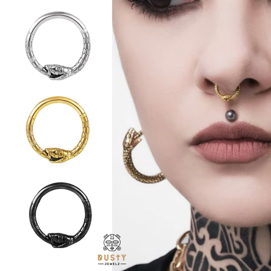 Serpent Septum Clicker | Hinged Piercing Ring