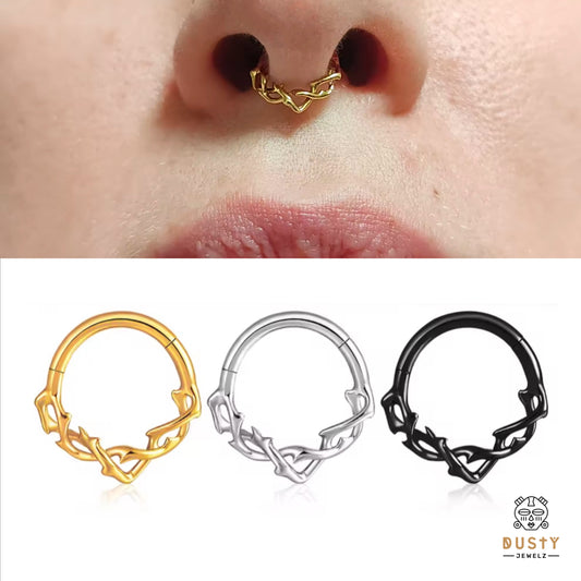 Vine Hinged Septum Ring | Stainless Steel Clicker