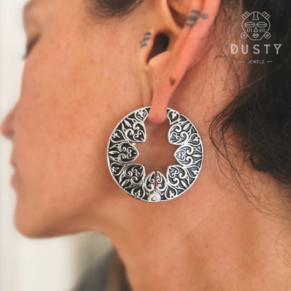 Carved Keyhole Hoop Ear Weights | Lobe hangers