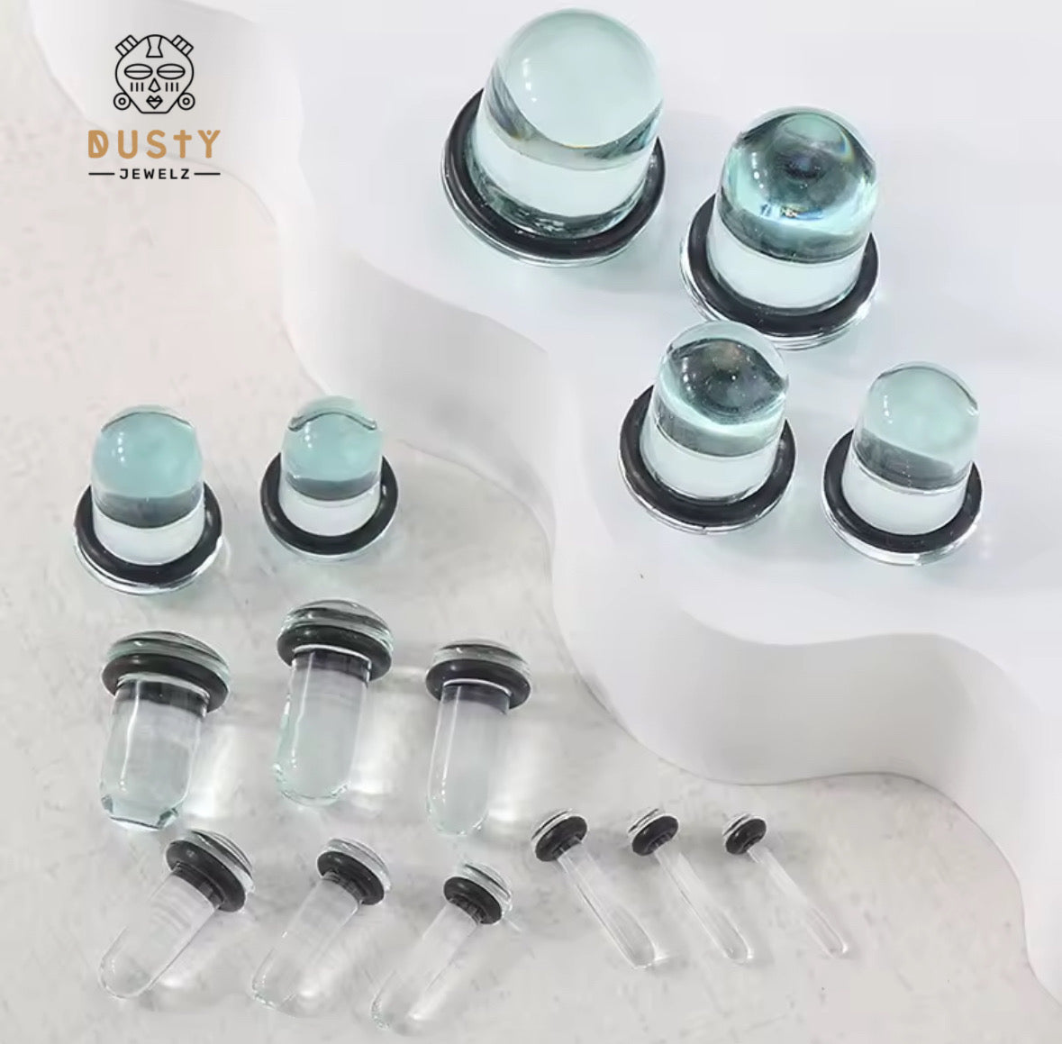 Clear Glass Single Flare Dead Stretching Plug | Half Sizes