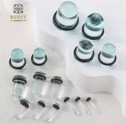 Clear Glass Single Flare Dead Stretching Plug | Half Sizes