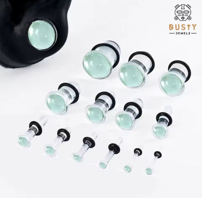 Clear Glass Single Flare Dead Stretching Plug | Half Sizes