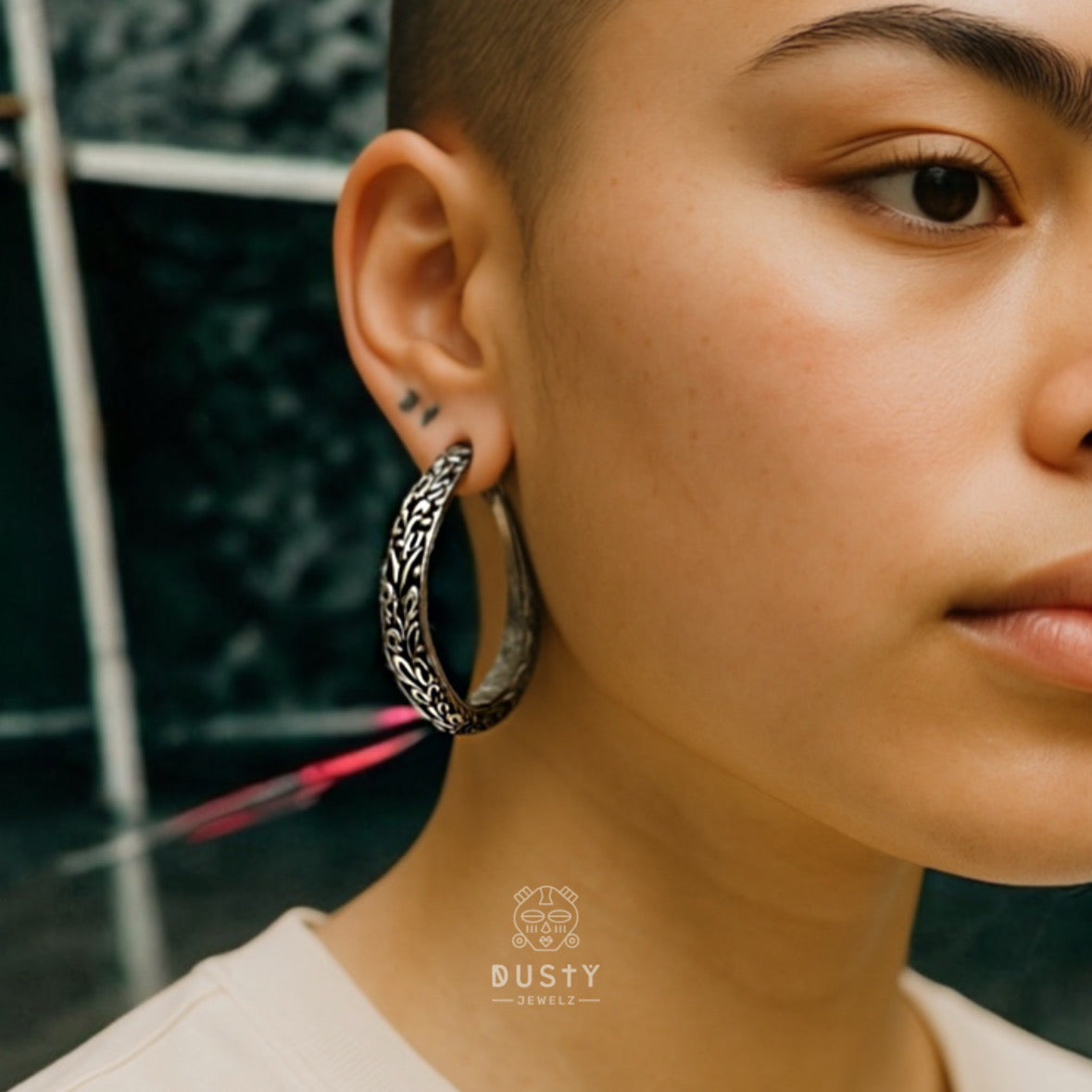 Carved Hoops Ear Weights | Vintage Hoop Hangers