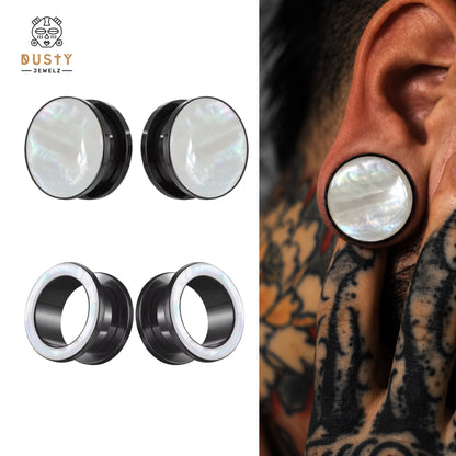 Iridescent Shell Stainless Steel Screw-Fit Plugs & Tunnels