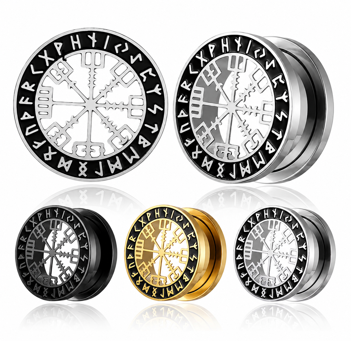 Norse Compass Rune Stainless Steel Plugs