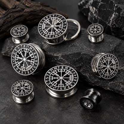 Norse Compass Rune Stainless Steel Plugs