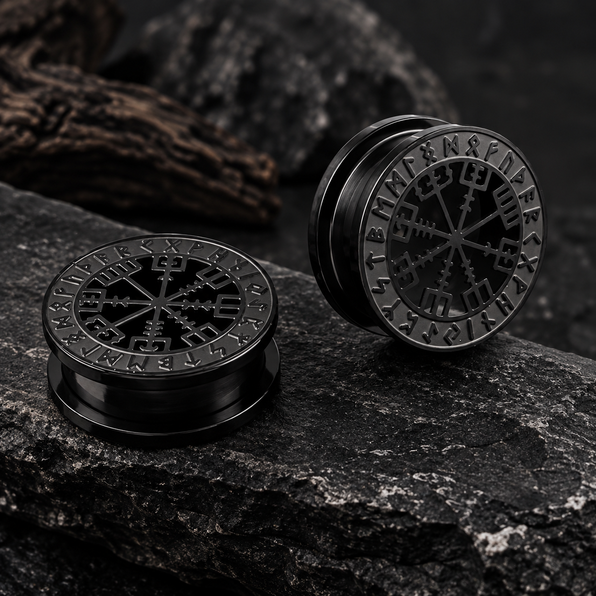 Norse Compass Rune Stainless Steel Plugs