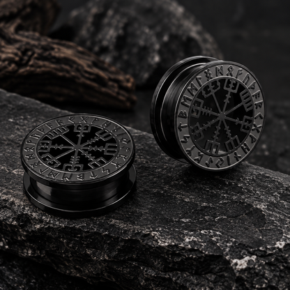 Norse Compass Rune Stainless Steel Plugs