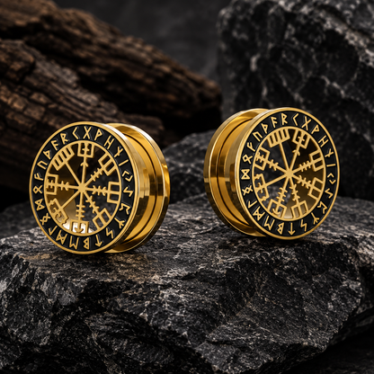 Norse Compass Rune Stainless Steel Plugs