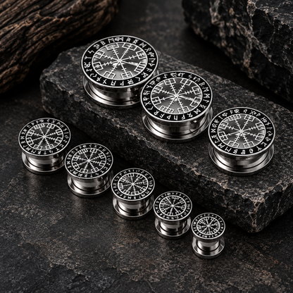 Norse Compass Rune Stainless Steel Plugs